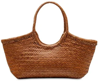 Big Nantucket woven leather basket bag