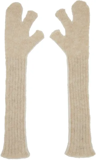 MM6 Maison Margiela Beige Alpaca Wool Gloves