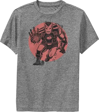 Boy's Marvel Classic Iron Man Performance Tee - Charcoal Heather - X Large