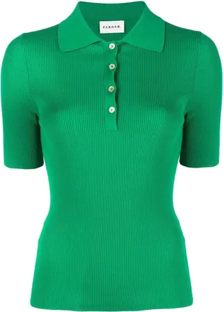 Ribbed-Knit Polo Shirt