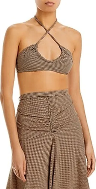 Proenza Schouler White Label Gingham Halter Bralette Top