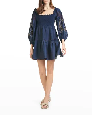 Lola Embroidered Smocked Dress