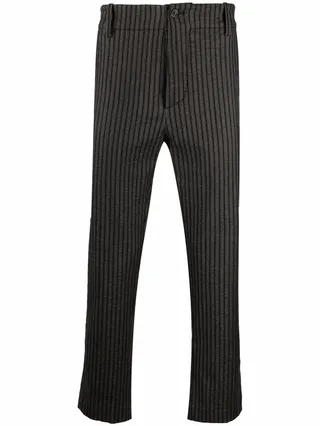 Pinstripe-Print Cropped Trousers