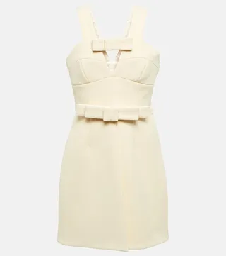 Bow-detail wool-blend minidress