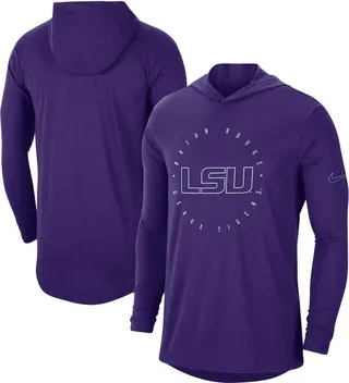 Men's Nike Purple Lsu Tigers Campus Tri-Blend Performance Long Sleeve Hooded T-shirt