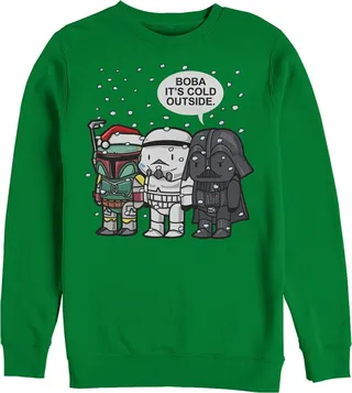 Men's Star Wars Christmas Boba It's Cold Outside Sweatshirt - Kelly Green - 2X Large
