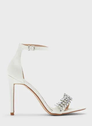 Stone Embellished Ankle Strap Stiletto Sandal