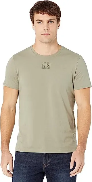 Armani Exchange Center Box Logo Pima T-Shirt (Vetiver) Men's Clothing