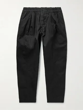 Sylvian Tapered Cropped Waxed-Cotton Trousers