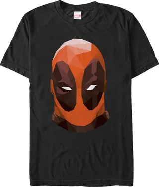 Men's Marvel Geometric Deadpool Mask T-Shirt - Black - Small