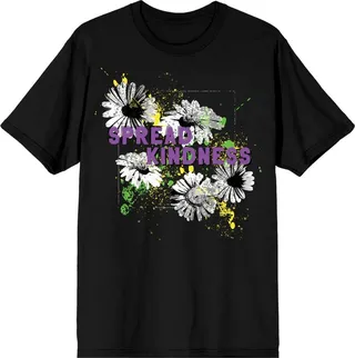 Positive Vibes Spread Kindness Flowers Men’s Black T-Shirt-Large