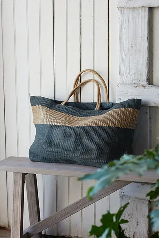 Color Block Jute Market Tote Assorted
