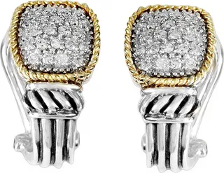Sterling Silver & 18K Yellow Gold Diamond Earrings - 0.32ct.