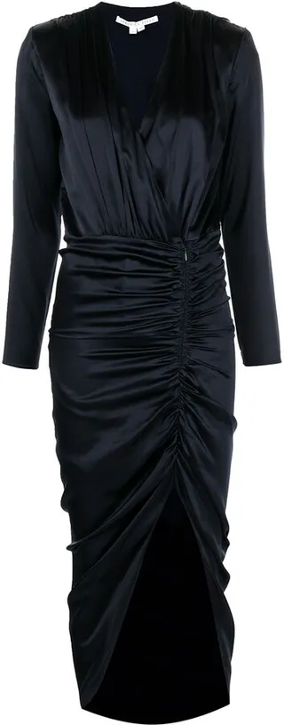 Cameri ruched long-sleeve midi dress