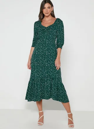 Sweetheart Neck Ruffle Detail Dress