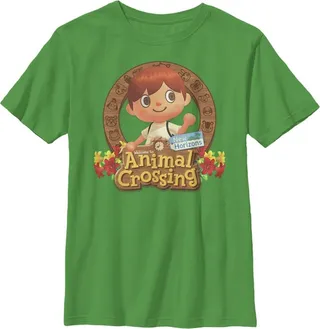 Boy's Nintendo Animal Crossing New Horizons Frame T-Shirt - Kelly Green - Small