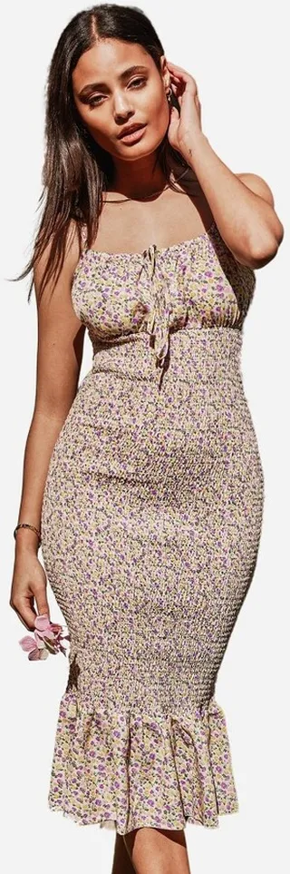 Women's Ditsy Floral Smocked Midi Dress - Cupshe-M-Multi