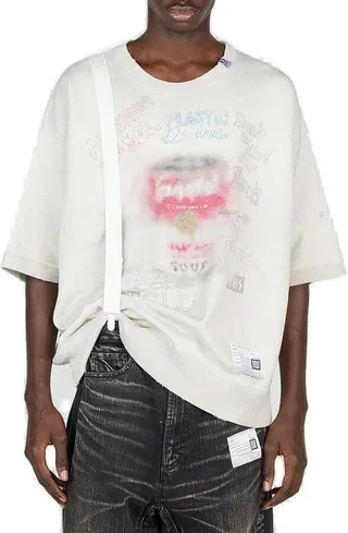 Maison Mihara Yasuhiro Graphic-Printed Distressed Crewneck T-Shirt
