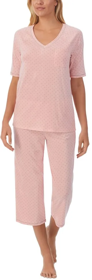 Cuddl Duds Printed Elbow-Sleeve Top & Capri Pants Pajama Set