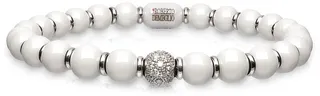 Sfera 18k White Gold Diamond 6.5mm White Bead Bracelet