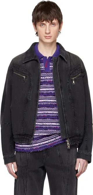 Andersson Bell Black Zip Denim Jacket