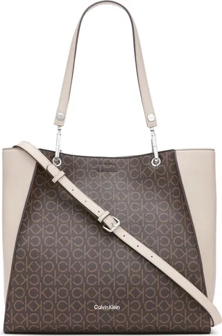 Calvin Klein Garnet Medium Signature Monogram Convertible Tote