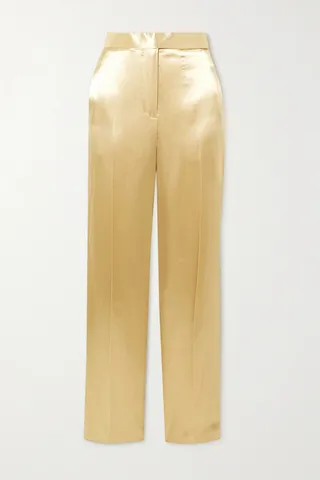 Victoria Beckham - Satin Straight-leg Pants - Cream