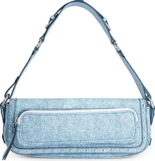 Maddy Denim Leather Shoulder Bag