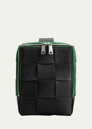 Men's Mini Cassette Intrecciato Leather Sling Belt Bag