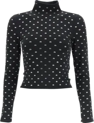 Alexander Wang Allover Logo Detailed Turtleneck Top