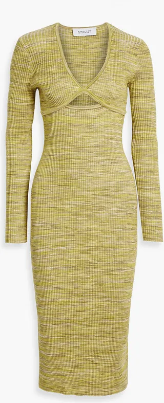 Geovana cutout marled ribbed-knit midi dress