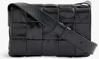 Black-silver Cassette Intrecciato Small Leather Cross-body bag