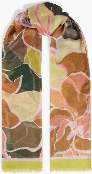 Printed silk and modal-blend gauze scarf