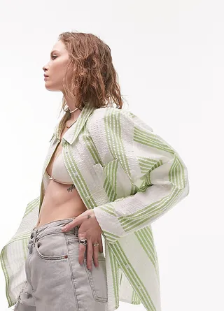 Topshop stripe beach shirt in green