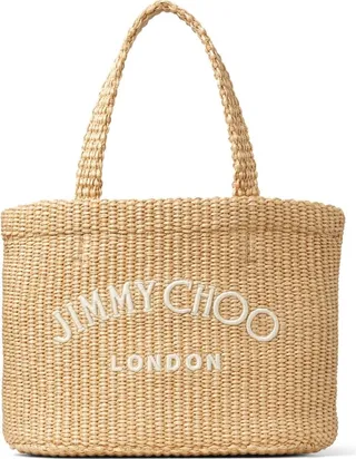 Embroidered-Logo Woven Tote