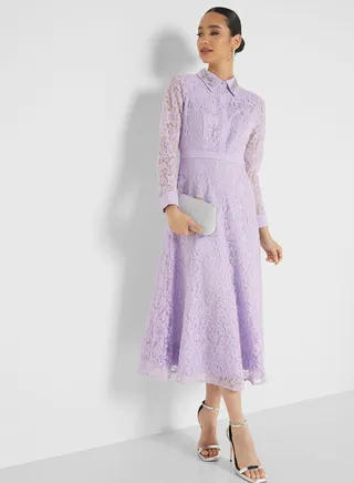 Collar Lace Detail Dress