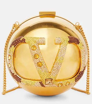 VLogo spherical brass shoulder bag