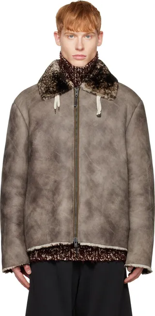 Acne Studios Brown Lophia Leather Jacket