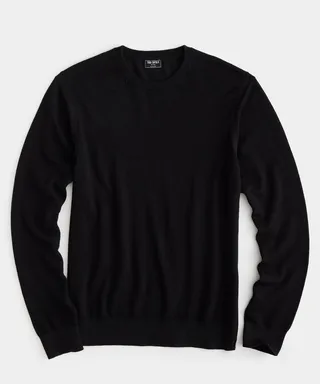 Cotton Silk Pique Crew In Black