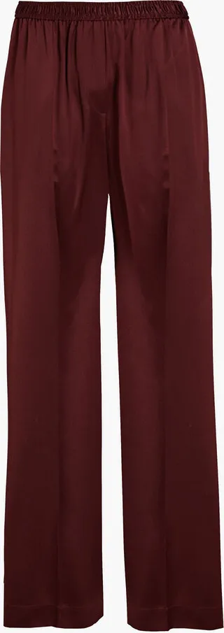 Taffy gathered silk-satin wide-leg pants