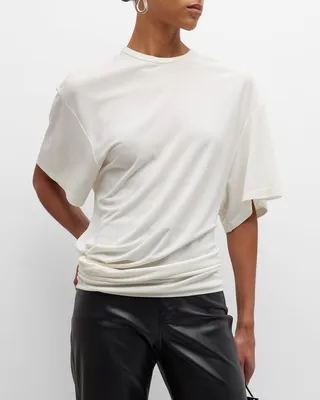 Draped Waist Short-Sleeve T-Shirt