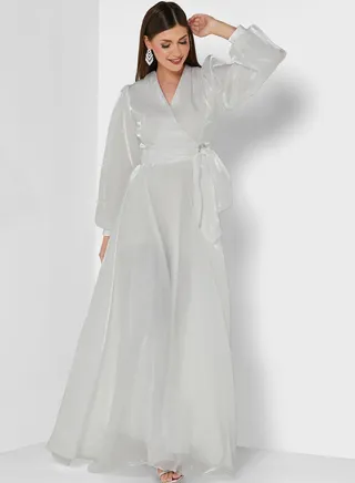Tied Waist Cross Front Dress