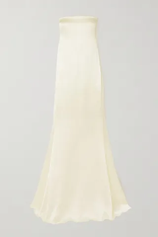 SAINT LAURENT - Strapless Silk-satin Gown - White