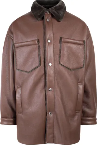 Alternative material to leather long jacket