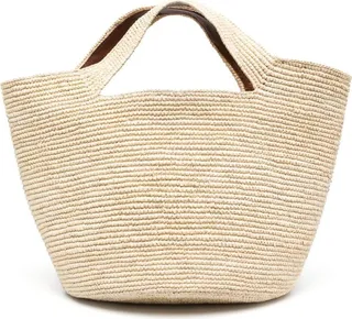 Interwoven-Straw Cut-Out Tote Bag