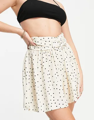 ASOS DESIGN flippy shorts with belt in mono dot print
