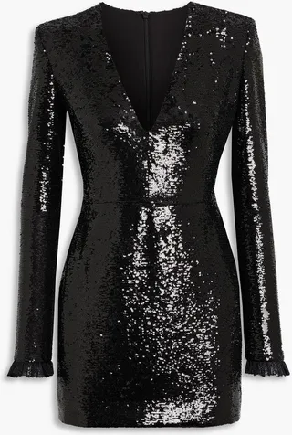 Sequined tulle mini dress