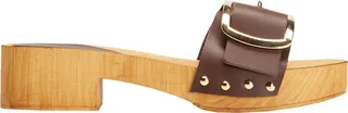 Embellished Leather Clog Mules & Clogs Brown
