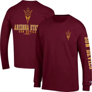 Men's Champion Maroon Arizona State Sun Devils Team Stack Long Sleeve T-shirt