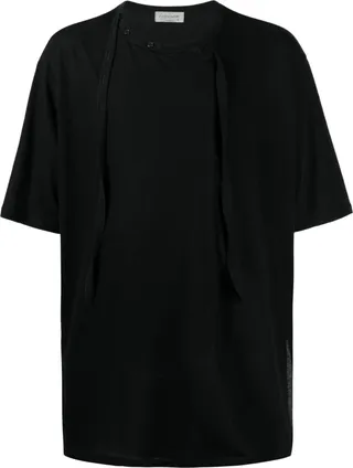 button-detail cotton T-shirt
